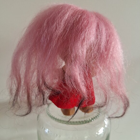 1964 Moon Goon Alien Troll Doll Pink Hair Red Polka Dot Dress L Khem Vintage - Picture 8 of 10